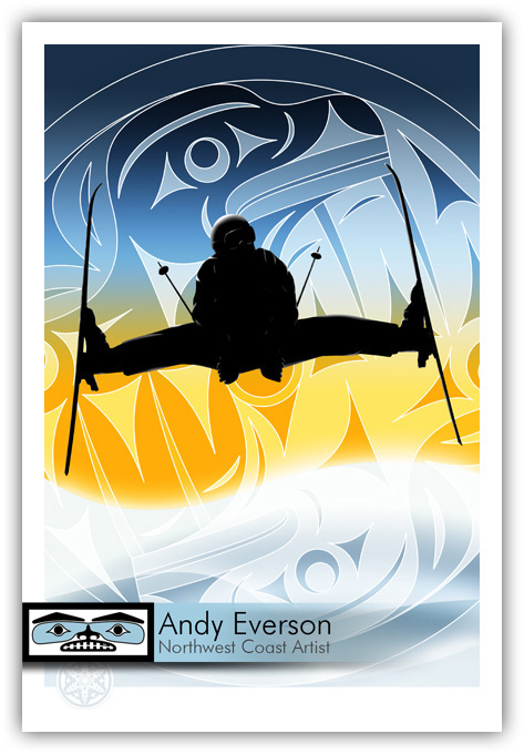 Andy Everson Spirits of Snow and Ice. Commemorating the athletes in the Winter Olympics