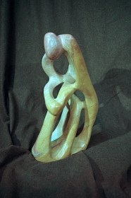 Kenya Stone Sculpture Abstract Reflection in white, rose and copper