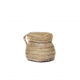 Woven Miniature Basket Ornament with Lid