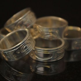 Hand Carved silver rings by Northwest Coast Native artists