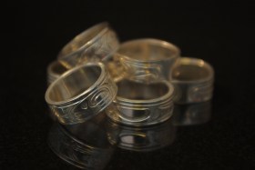 Silver Native rings by Cree artist Justin Rivard