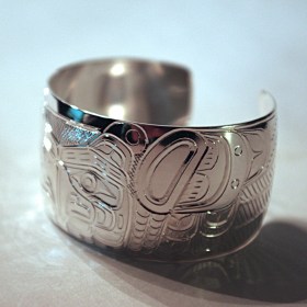Silver 1.25 inch Native Thunderbird Bracelet by William Cook