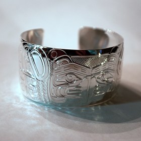 Silver 1.25 inch Native Thunderbird Bracelet by William Cook