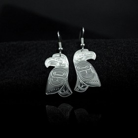 Silver cut-out Native Eagle earrings by William Cook