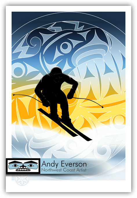 Andy Everson Spirits of Snow and Ice. Commemorating the athletes in the Winter Olympics